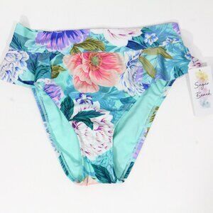 Women High Cut Bikini Bottom New Small Floral print Swimsuit Beach ruffles
